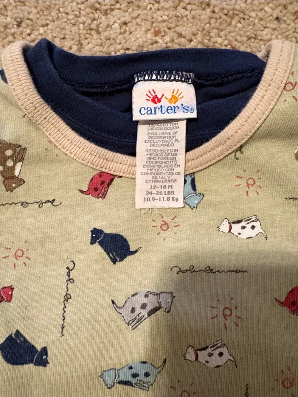 Carter's Tan and Navy Baby Soft Overalls